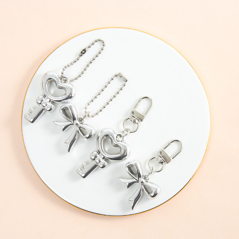 New style bow love creative keychain bead chain door buckle simple versatile jewelry pendant bag accessories wholesale