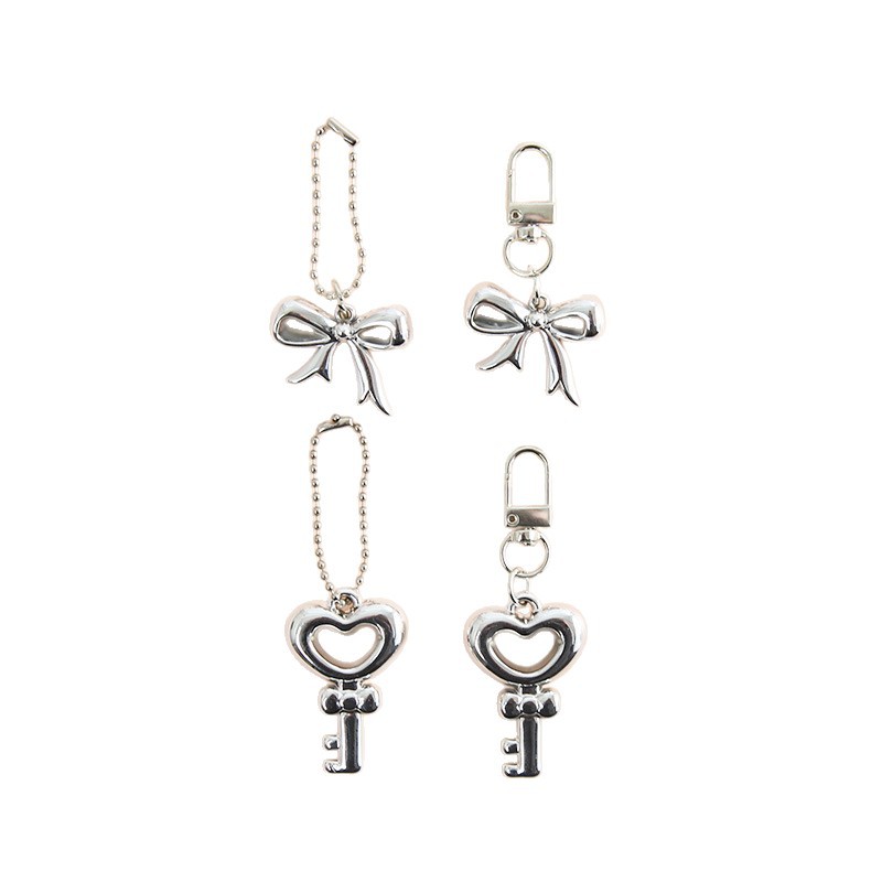 New style bow love creative keychain bead chain door buckle simple versatile jewelry pendant bag accessories wholesale