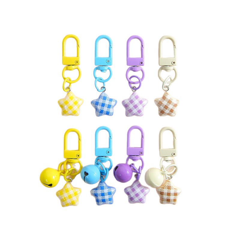 New color plaid fabric five-pointed star door buckle zinc alloy jewelry accessories bag pendant pendant material wholesale