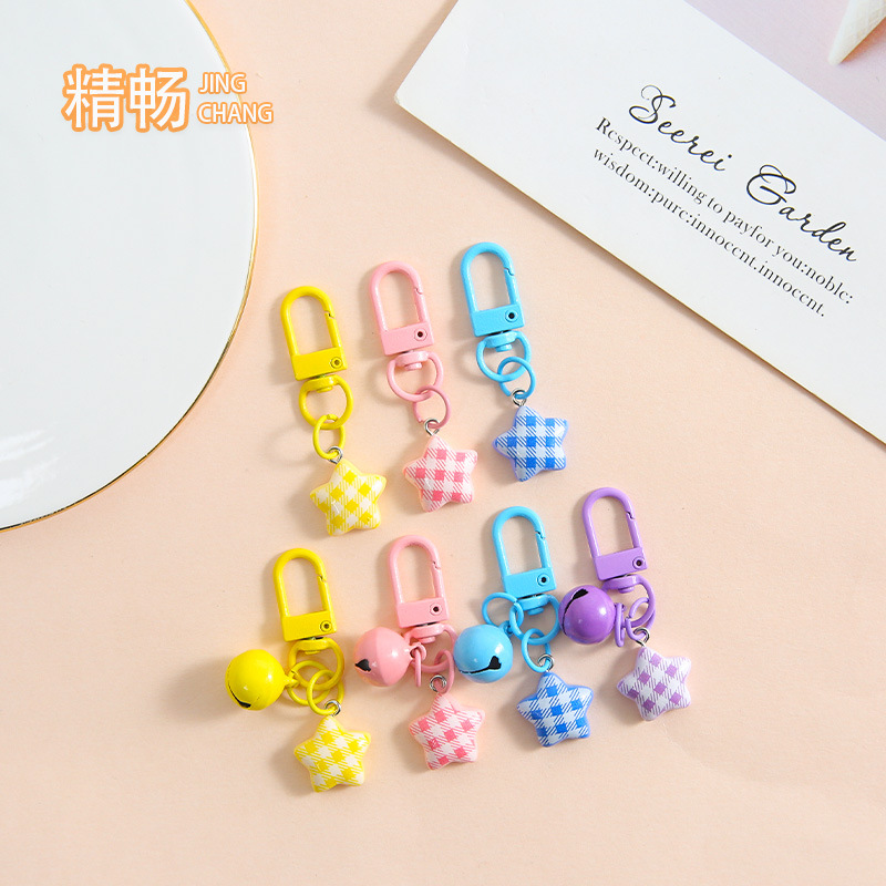 New color plaid fabric five-pointed star door buckle zinc alloy jewelry accessories bag pendant pendant material wholesale