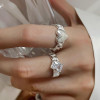 Literary retro sugar cube irregular ring set ins design niche temperament high-end personalized index finger ring