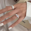 Literary retro sugar cube irregular ring set ins design niche temperament high-end personalized index finger ring