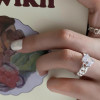 Literary retro sugar cube irregular ring set ins design niche temperament high-end personalized index finger ring
