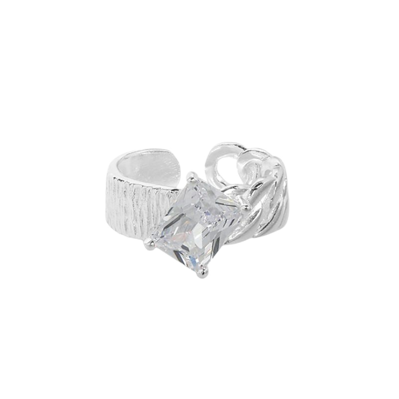 Literary retro sugar cube irregular ring set ins design niche temperament high-end personalized index finger ring