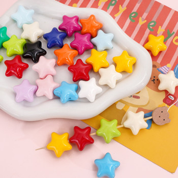 Dopamine color acrylic chubby shiny five-pointed star beads handmade diy hand-strung beads loose bead jewelry accessories