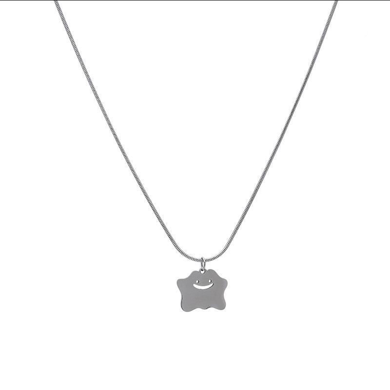 Little monster smiley face necklace for women summer 2023 new niche design simple temperament clavicle chain