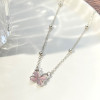 ins light luxury style pink butterfly necklace necklace for women sweet and girly hollow butterfly pendant clavicle chain gift