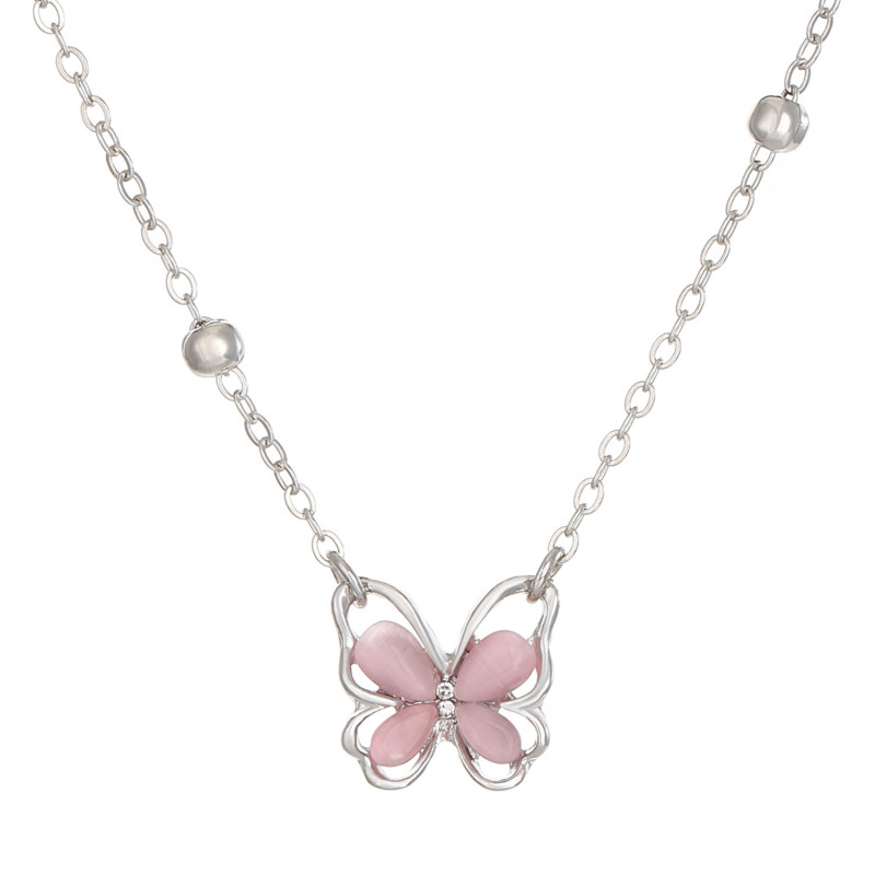 ins light luxury style pink butterfly necklace necklace for women sweet and girly hollow butterfly pendant clavicle chain gift