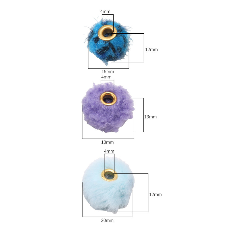 Polyester through hole imitation teddy rabbit fur mink fur ball separated beads hand string beads diy mobile phone chain jewelry material accessories
