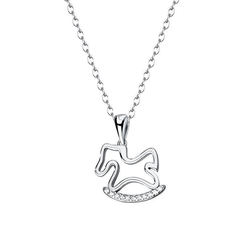 Fairy tale wooden horse necklace for women, cute literary and creative clavicle chain, small childlike pendant, pony necklace, free shipping