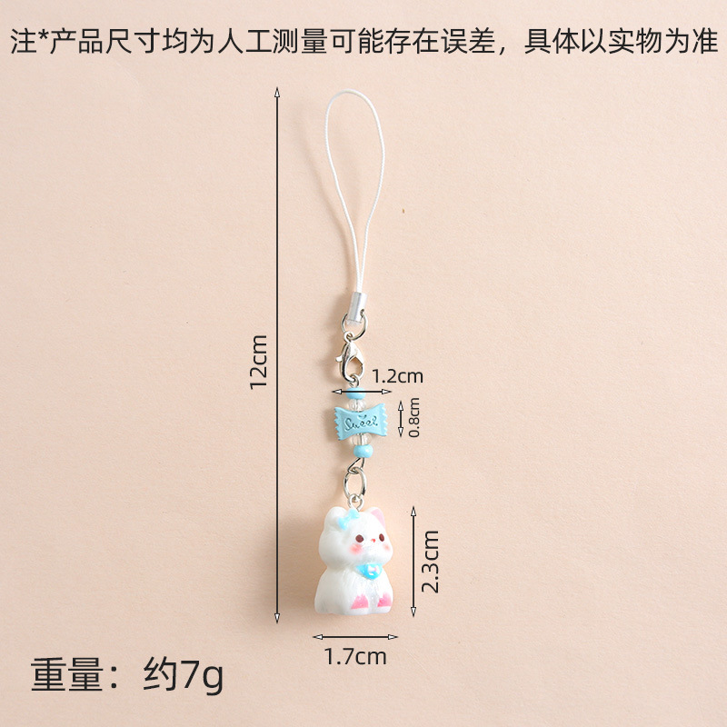 New creative three-dimensional kitten mobile phone rope pendant keychain jewelry men's and women's bags mobile phone accessories materials wholesale
