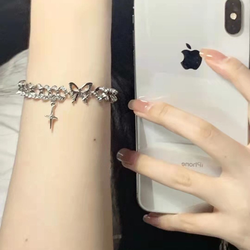 New sweet and cool hip-hop butterfly bracelet niche design starburst hip-hop punk trendy cool Hong Kong style bestie bracelet for women