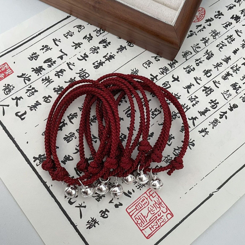 One step at a time braided rope bell bracelet female student red lucky bracelet couple besties simple sweet gift