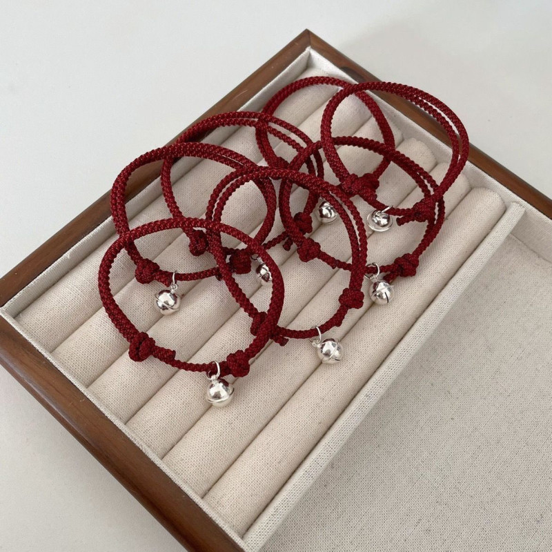 One step at a time braided rope bell bracelet female student red lucky bracelet couple besties simple sweet gift