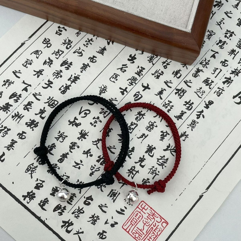 One step at a time braided rope bell bracelet female student red lucky bracelet couple besties simple sweet gift