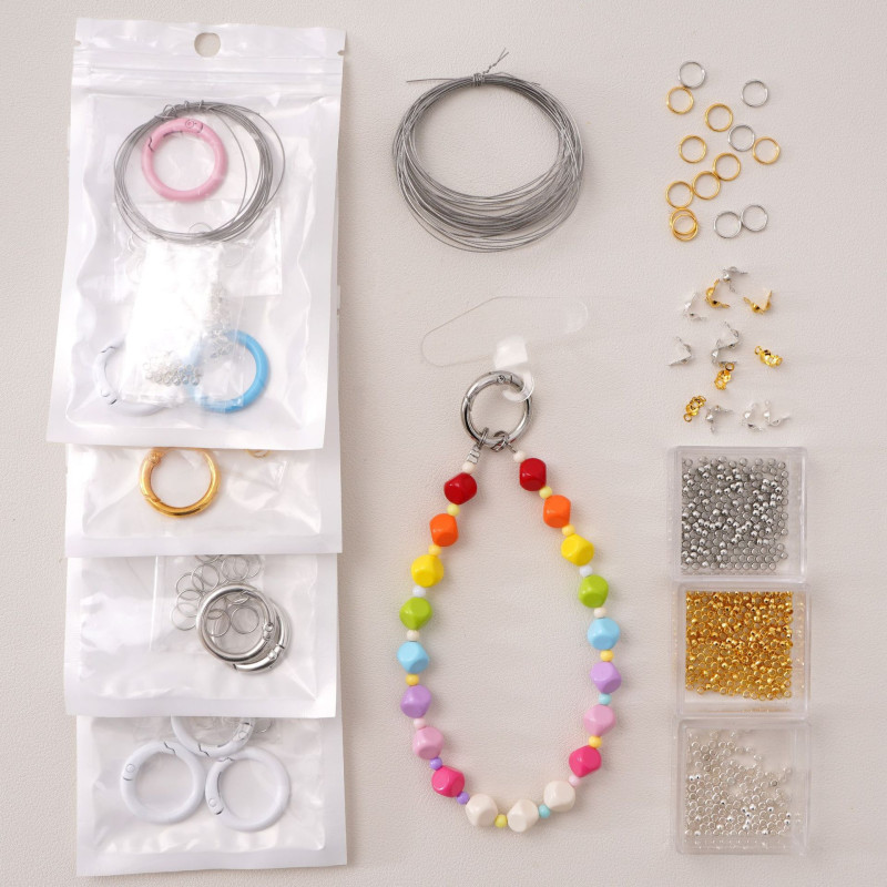 1 set of novice mobile phone chain material package positioning beads buckle double circle beads handmade diy bracelet necklace jewelry accessories