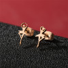2026 New Cartoon Girl Small Earrings Mini Stainless Steel Cut Ballerina Girls Pierced Earrings Wholesale