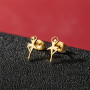 2026 New Cartoon Girl Small Earrings Mini Stainless Steel Cut Ballerina Girls Pierced Earrings Wholesale