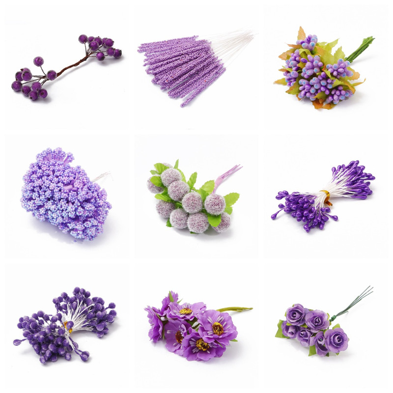 Various styles of simulated flower cores, chiffon flowers, stamens, small fruit handmade diy materials, flower loose accessories