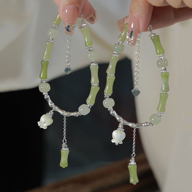 [Best-selling hot model] Safe buckle plain ring bracelet for women, interlocking lucky beads, light luxury gift
