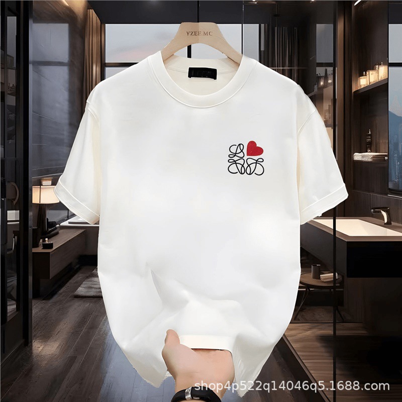 Cross-border cotton American handsome heavyweight short-sleeved T-shirt for young men and women summer ins fashion brand street loose round neck