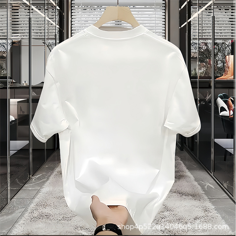 Cross-border cotton American handsome heavyweight short-sleeved T-shirt for young men and women summer ins fashion brand street loose round neck