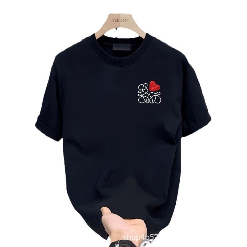 Cross-border cotton American handsome heavyweight short-sleeved T-shirt for young men and women summer ins fashion brand street loose round neck