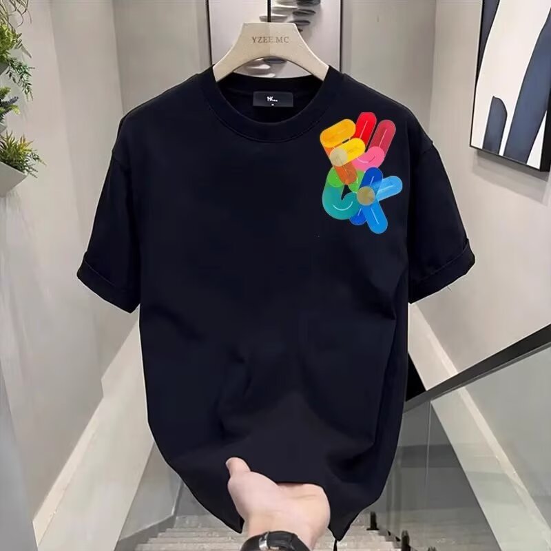 European cotton American handsome heavyweight short-sleeved T-shirt for young men and women summer ins fashion brand street slim fit and versatile