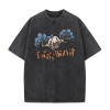 230g European size cross-border Men Clothing Acied Washed Tee Shirt Rock Band