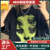 European code 230g cotton cross-border European code cotton T2026 new product dark style European and American print men's and women's short denim brother