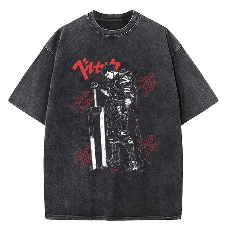 European size 230g cotton 2026 Trendy Anime Berserk Logo Graphic Printed T S