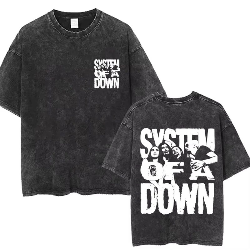 230g European size cross-border Washed Vintage System of A Down Toxicity T-shirt