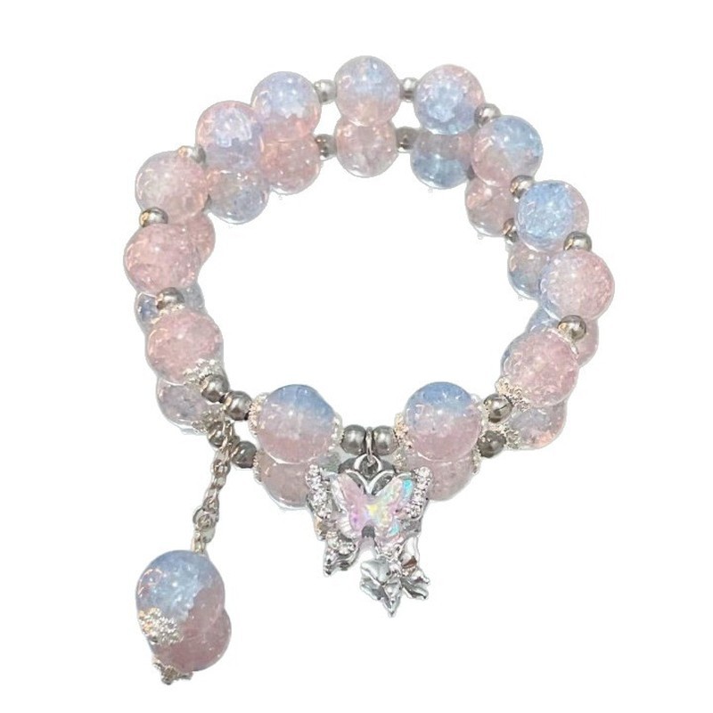 [100 Boxed Wholesale] Night Market Temple Fair Exhibition Stall Bracelet Glazed Glass Hand Decoration New Chinese Style Popular Style