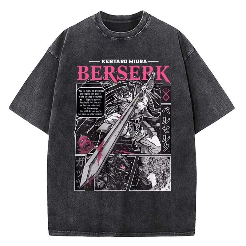 European size 230g cotton 2026 Trendy Anime Berserk Logo Graphic Printed T S