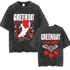 Cross-border 230g cotton Washed Vintage Punk Band Green Day T Shirts Men