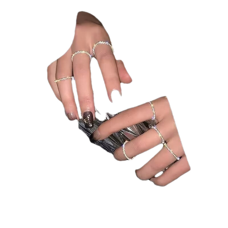 Korean version of sparkling silver ring women's baby's breath ring new niche plain ring ins index finger ring