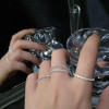 Korean version of sparkling silver ring women's baby's breath ring new niche plain ring ins index finger ring
