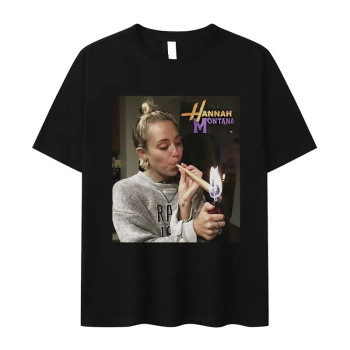 European code cross-border [Cross-border European code] Miley Cyrus funny smoking T-shirt Hannah Montana beauty