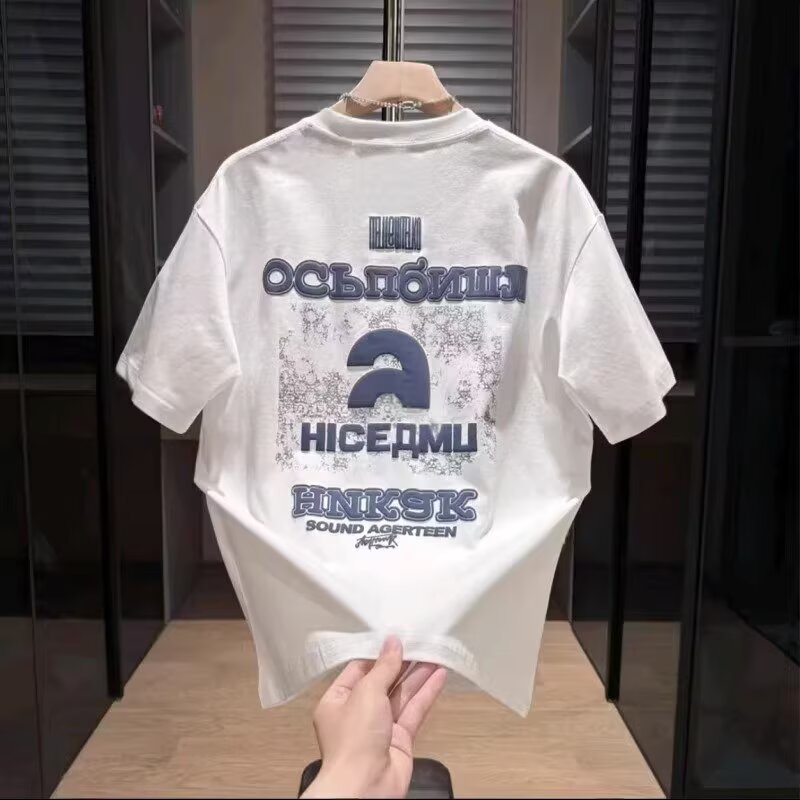 European code cross-border short-sleeved men's hot style 2026 new casual fashion T-shirt summer versatile boys' clothes advanced