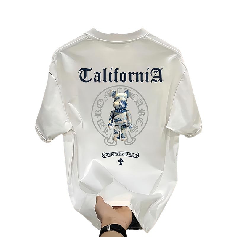 European code cross-border trendy brand American simple fashion half-sleeved T-shirt men's loose heavyweight versatile light luxury high-end short