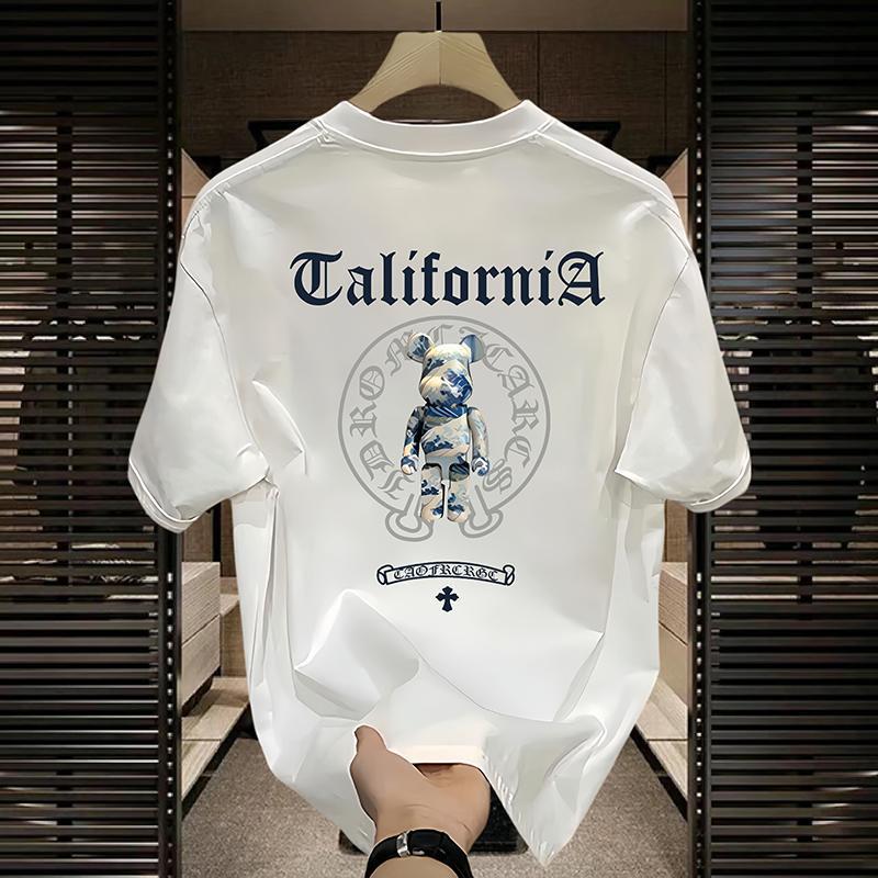 European code cross-border trendy brand American simple fashion half-sleeved T-shirt men's loose heavyweight versatile light luxury high-end short