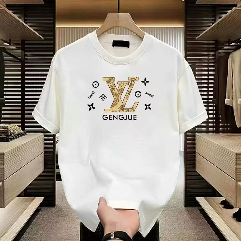 Cross-border cotton American retro trendy brand casual versatile short-sleeved T-shirt men's summer new style heavy loose lazy style