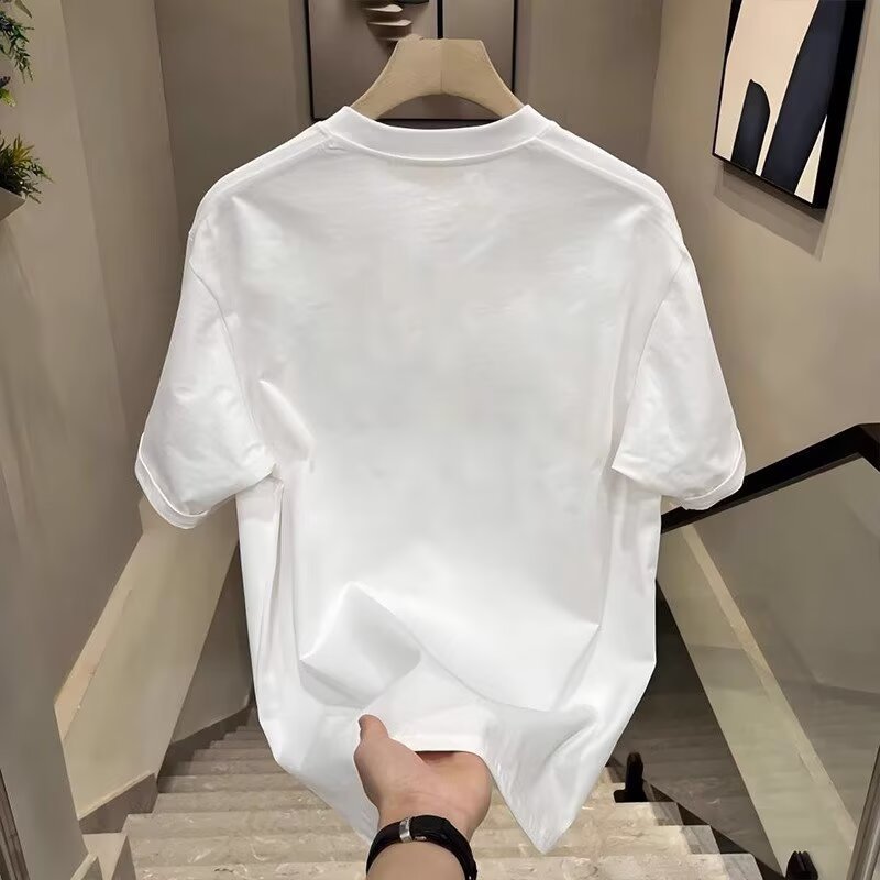 Cross-border cotton American retro trendy brand casual versatile short-sleeved T-shirt men's summer new style heavy loose lazy style