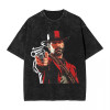 230g European size cross-border Red Dead Redemption 2 Washed T Shirt Men Arthur