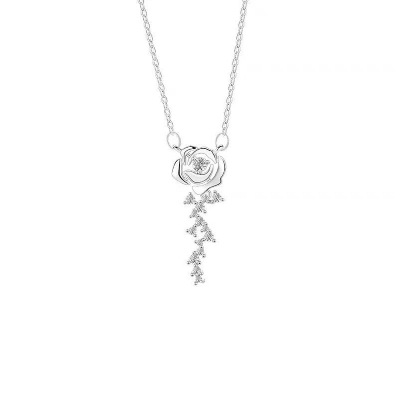 Rose Nebula Necklace Women's Niche Design Rose Pendant Light Luxury Gentle Fairy Versatile Clavicle Chain