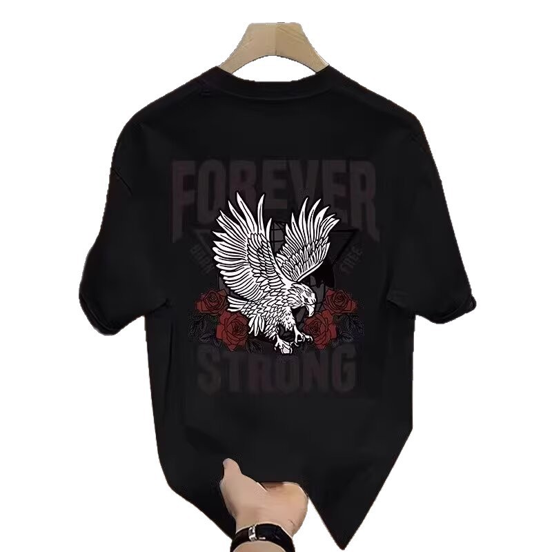 European code cross-border cotton heavyweight national trend new fashion brand pure cotton printed men's short-sleeved T-shirt summer popular trendy break