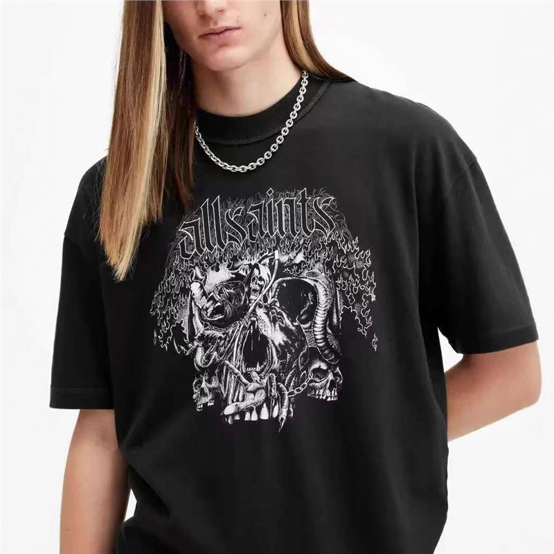 European code cross-border Hong Kong fashion brand five-quarter sleeve large size T-shirt men's loose college student short-sleeved men's fashion handsome 5