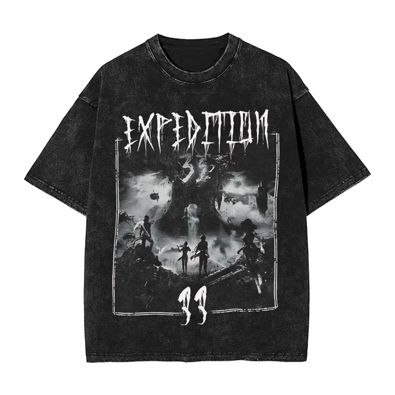 European size 230g cotton Clair Obscur Expedition 33 Washed T Shirts Streetw