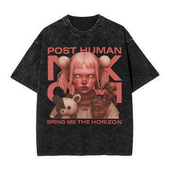 Cross-border 230g washed distressed cotton BMTH Bring Me The Horizon Washed T Shirt M