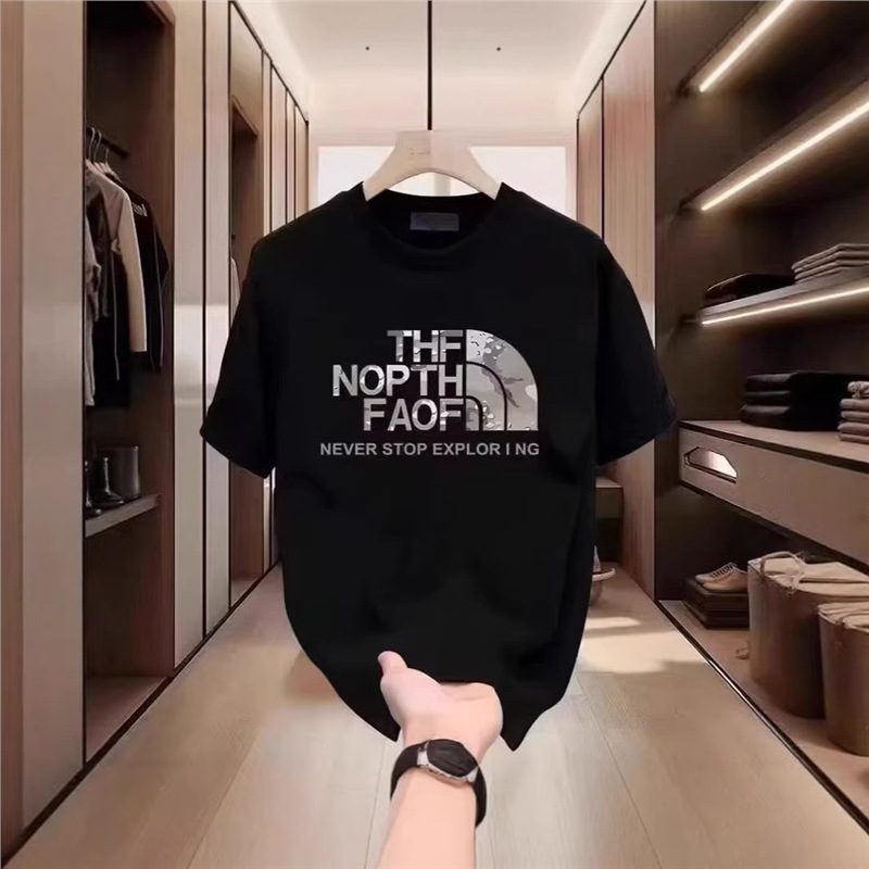 Heavy national trend new trendy brand printed men's short-sleeved T-shirt summer hot style trendy casual round neck T-shirt
